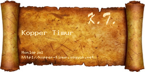 Kopper Timur névjegykártya